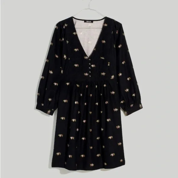 Madewell Corduroy Quilted-Bib Mini Dress in Blurred Ikat XS - Picture 5 of 7